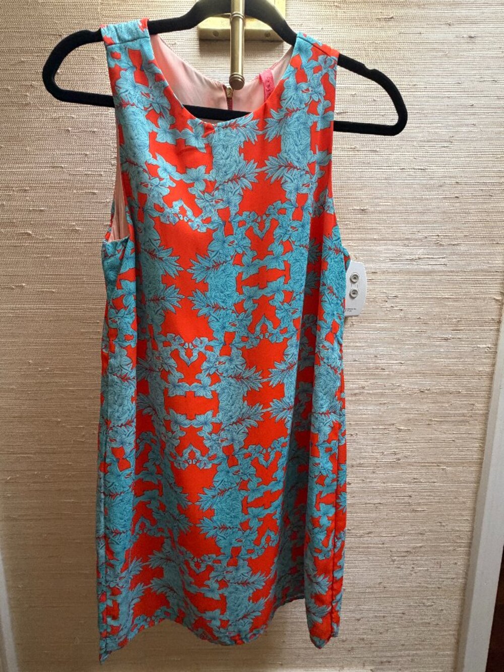 Eight Sixty Orange Blue Floral Print Sleeveless Shift Dress Size M